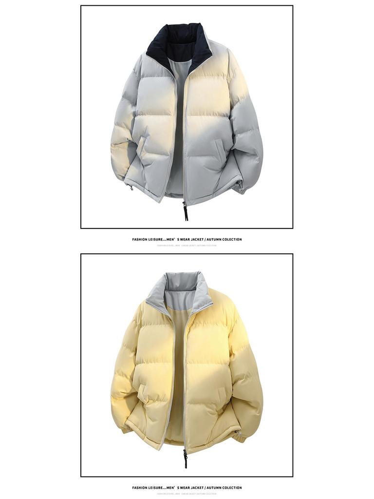 2025 Winter Unisex Trendy Color Block Stand Collar Puffer Jacket for Teens & Couples