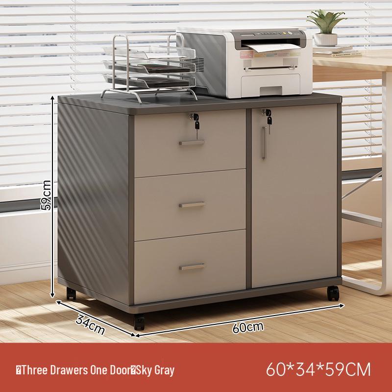 Multi-Layer Office Storage Cabinet with Lock and Drawers