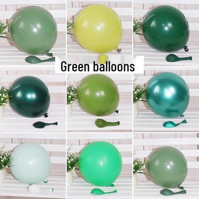 Thickened Dark Green Pearlescent Latex Balloons, 5-18 Inch, Forest Style Birthday Decor