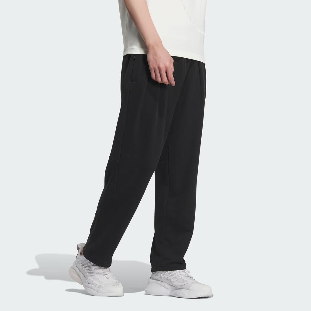 Adidas Wuji Heavy French Terry Pants Solid Logo Loose Knit Sports Pants Men Pants Black JE6661