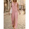 Spring Summer Solid Color Sleeveless Hooded Dress, Casual Single-breasted Cardigan Cover Up For Women