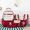 Canvas Casual Backpack Five Piece Set For Students With Rabbit Letter Pattern For School Use