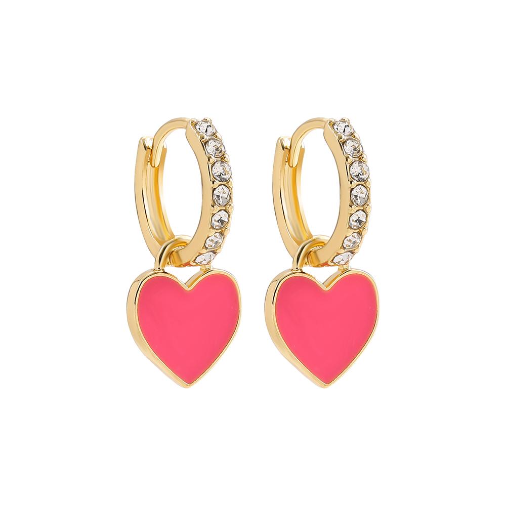 New Fashion Circle Ear Huggie Small Hoop Earrings for Women Cute Candy Color Enamel Round Heart Earrings Party Zircon