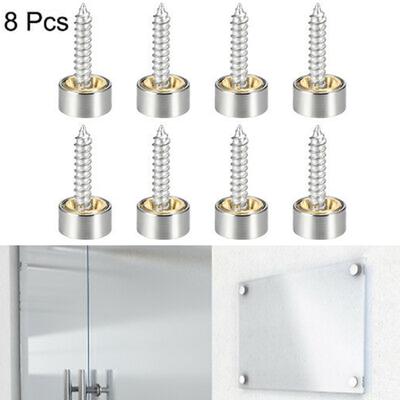 8pc Mirror Screws Glass Furniture Nails Table Mirror Wardrobes Screw Decorative Round Cover Nails Stainless Steel