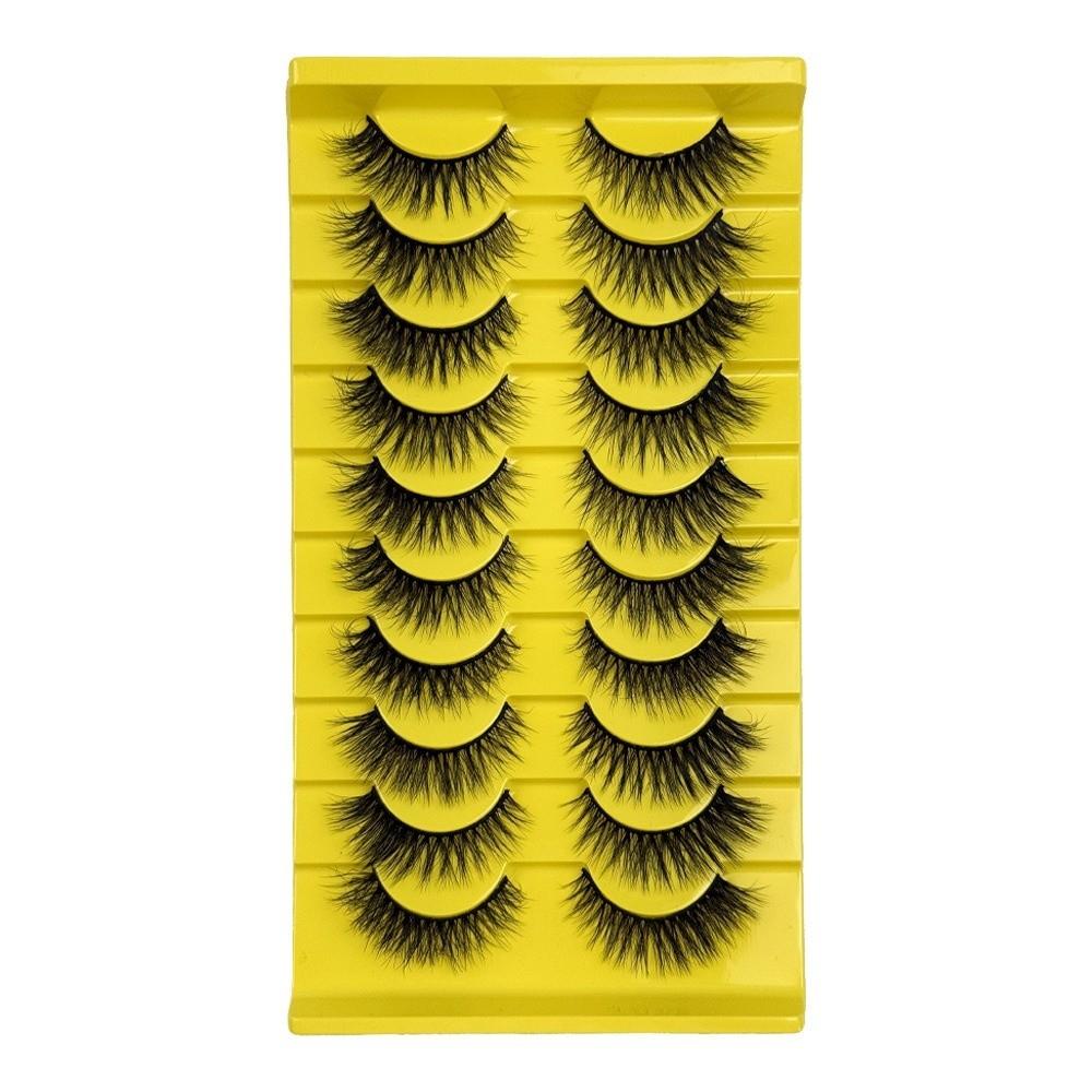 10Pairs Soft Fluffy Half Lashes HandMade Cat Eye Lashes Reusable Faux Cils  Eye Makeup Tools