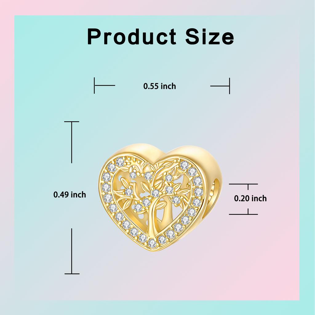 Kupfer Familienanhänger Goldener Lebensbaum Kreuz Hohlanhänger Passend für 4mm Lochdurchmesser Armbänder Frauen DIY Schmuck Geschenk