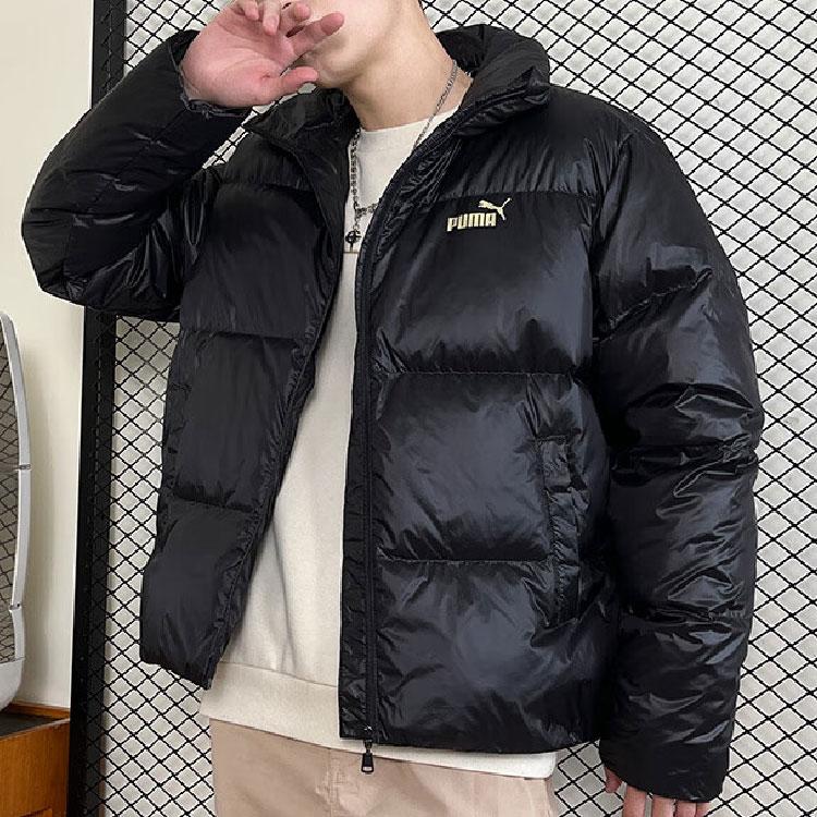 Puma Solid Color Casual Letter Logo Print Stand Collar Long Sleeve Jacket Men Jacket Black 625611-01