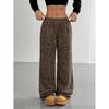 Pantaloni largi cu talie elastică și imprimeu leopard pentru femei, pantaloni casual de stradă