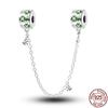 New 100% 925 Silver Lucky Clover Safety Chain Charms Bead Fits Original Pan Bracelet Pendant Women Fashion Fine Diy Jewelry
