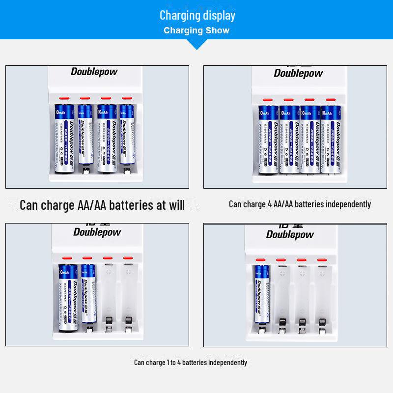 2-Slot USB Charger for 461.2V Rechargeable Lithium Battery, 5V Input