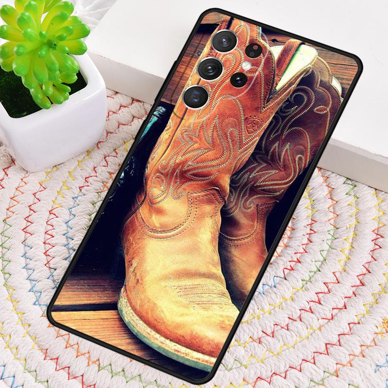 Cowboy Cowgirl Stiefel Sporen Hut Handyhülle für Samsung Galaxy note 10 pro S26 Ultra S23 S24 FE S25 S21 S22 PLUS stoßfest Hülle Galaxy S21 FE 5G