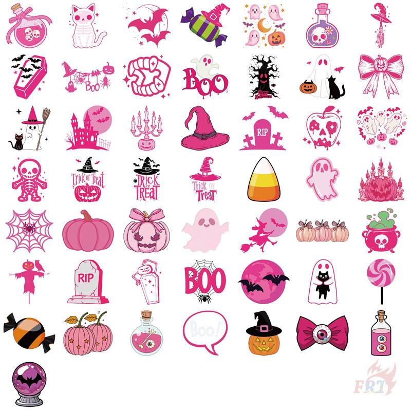50Pcs/Set Pink Halloween PET Stickers Waterproof DIY Fashion Doodle Decals Stickers