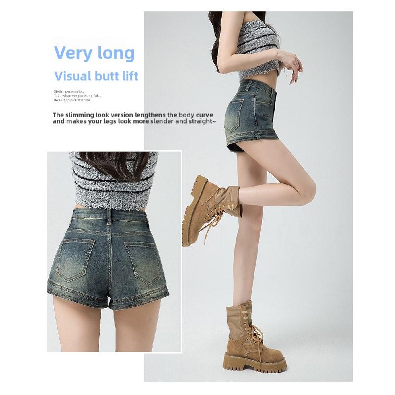 Women's Denim Shorts 2026 Summer New Tight-fitting A-line Jeans