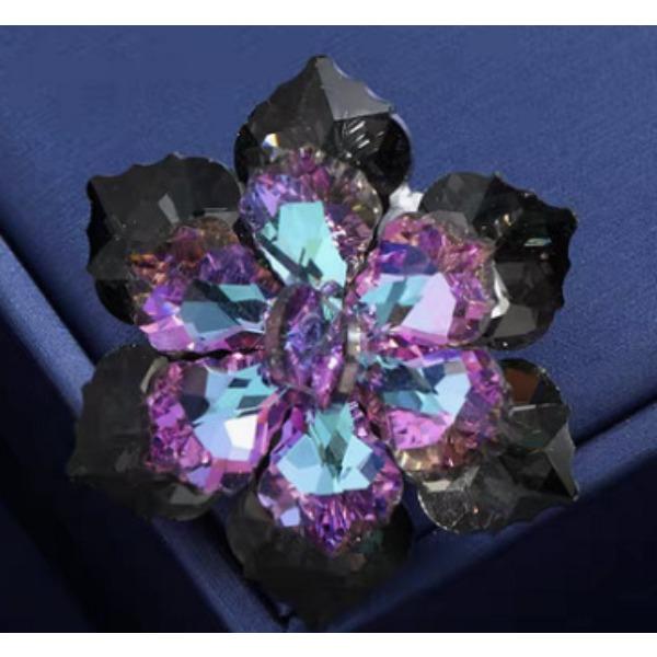 Shiny Glass Flower Brooch Ladies Blue Party Brooch Niche Accessories