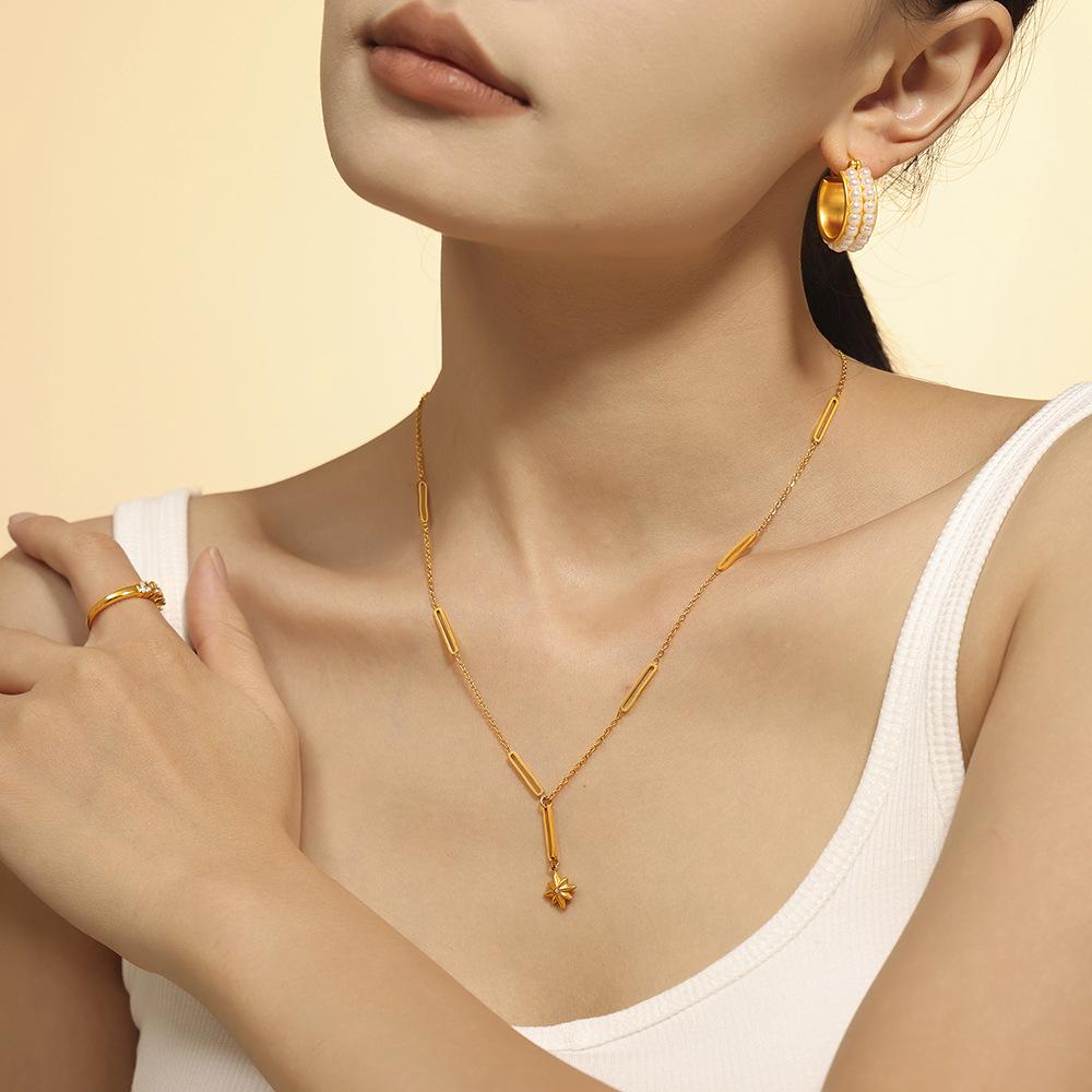 Exquisite Six-Pointed Star Tassel Necklace – Versatile Titanium Steel, Fade-Resistant