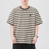 Striped Short-sleeved T-shirt for Men's Summer New Round Neck T-shirt Versatile Casual Retro Embroidery Logo