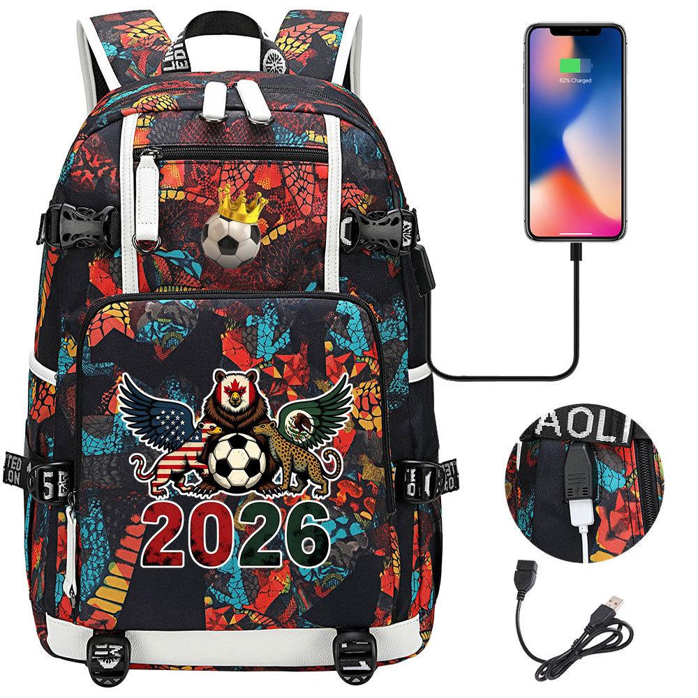 2026 Sports Soccer USB Large Capacity Backpack for Middle High School Students Travel Unisex