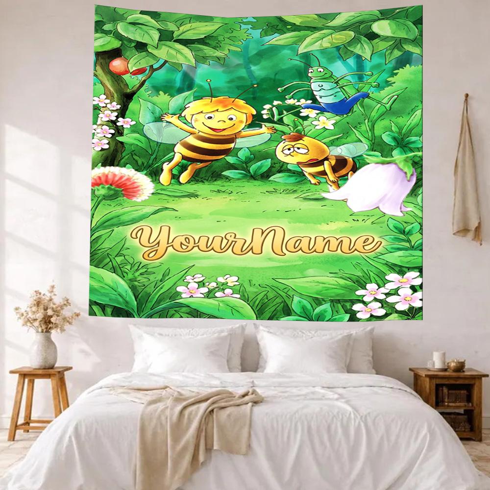 Biene Maja Custom Your Name Wall Decor Tapestry Art For Pet Memorial Birthdaywedding Party Backdrop Family Gift