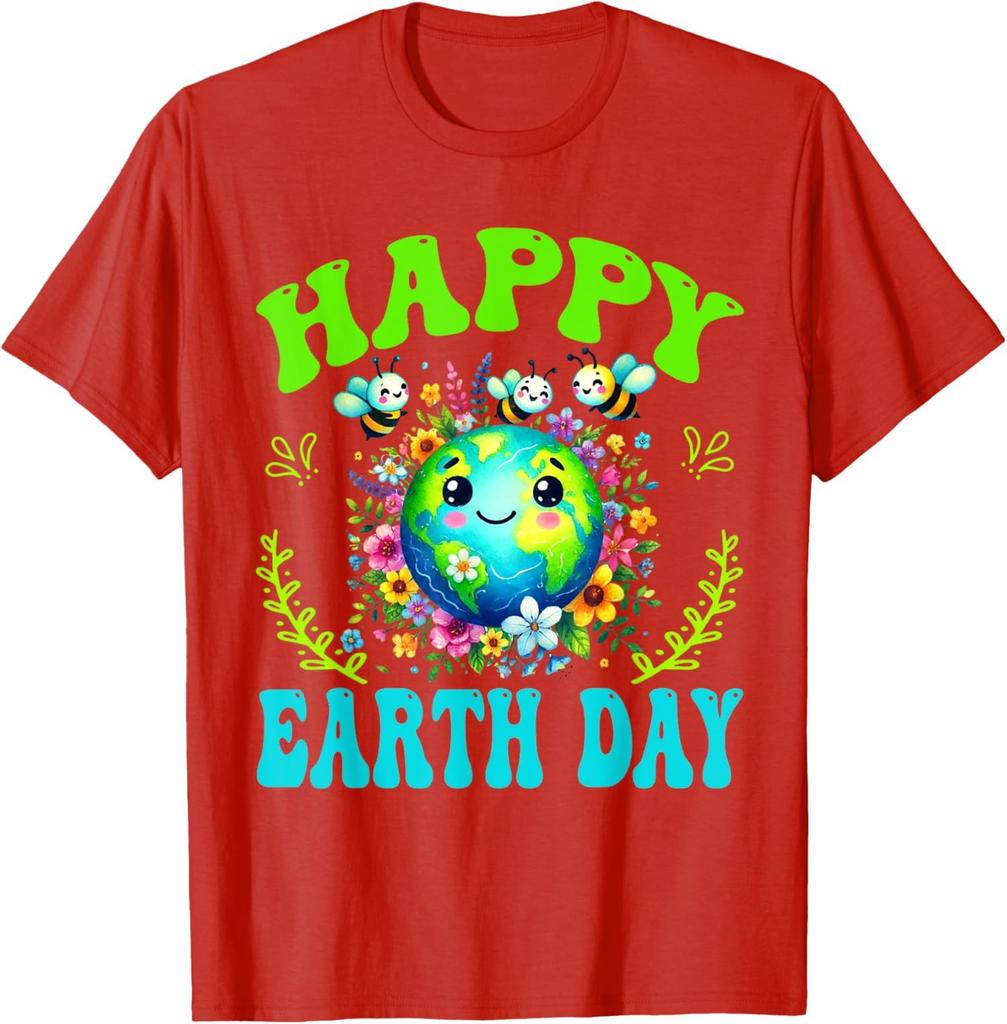 Happy Earth Day Cute Day 2025 Love Nature Happy Face Unisex T-Shirt