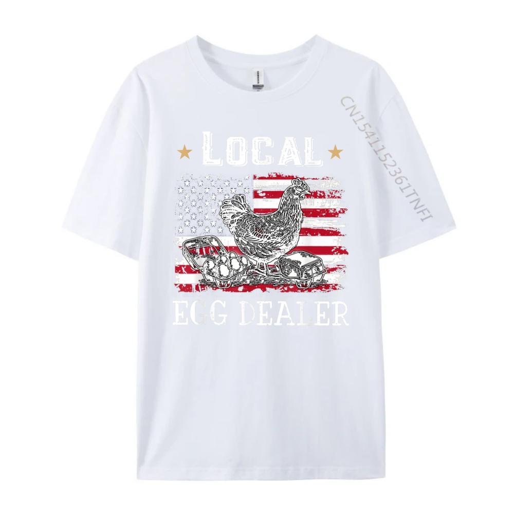 Local Egg Dealer Funny American Flag Chicken Lover Farmer Graphic Tees Band Tshirts Plus Size