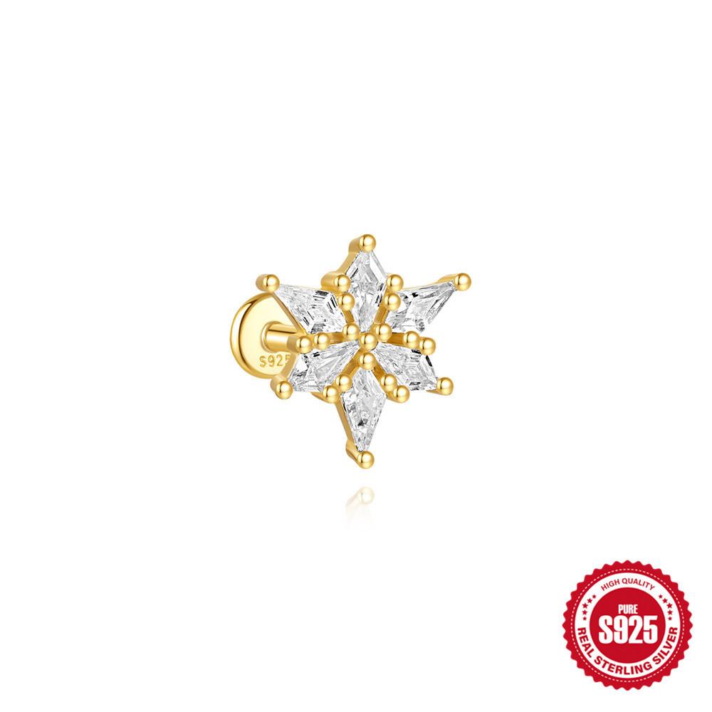 Décoration Trémelle S925 Boucles d'oreilles à tige piercing à fond plat en argent sterling simple tempérament pour femmes avec petits zircons Boucles d'oreilles tempérament pendant