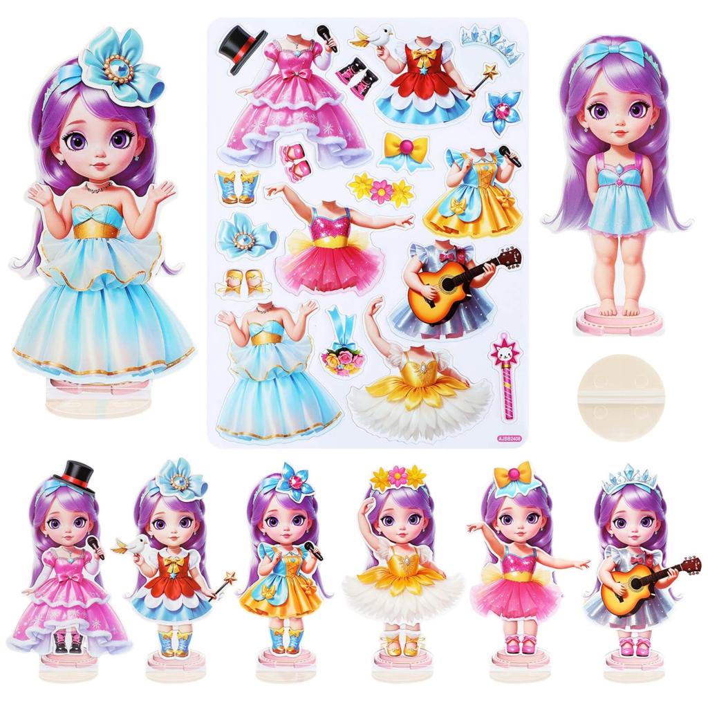 Magnetic Dress Up Dolls,Paper Dolls For Girls Ages 4-10,DIY Princess Magnetic Dress-Up Doll Pretend Play Set For Birthday