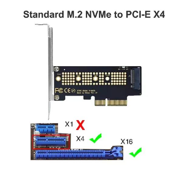 M.2 NVME SSD to PCIe 4.0 Adapter Card 64Gbps M-Key PCIe4.0 X1 X4 For Desktop PC PCI-E GEN4 Full Speed