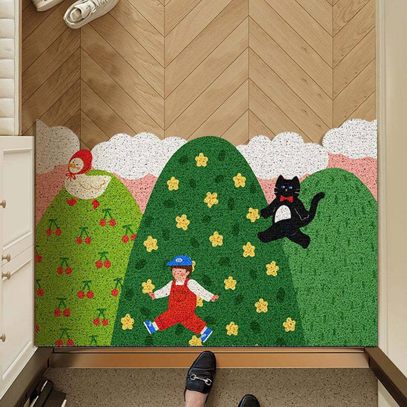 Cartoon Air Entry Door Door Door Mat Scraping Dirt Dirt Outdoor Dust Removal Wear-resistant Can Be Cut Silk Floor Mat