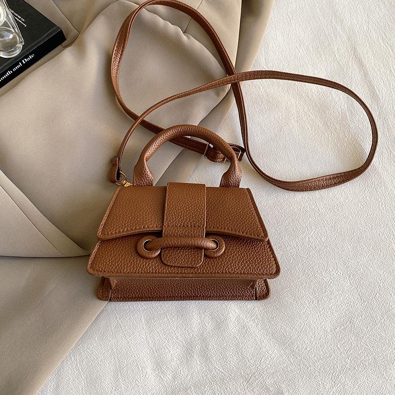 

Однотонная французская сумочка Мини-сумка 2025 года, высококачественная квадратная сумка-мессенджер через плечо коричневый