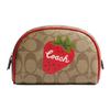 New Dome Leather Handheld Makeup Bag Trumpets Women's Red & Brown CH528-SVRVB