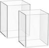 2 Pcs Clear Acrylic Pen Holder & Pencil Cup Clear Makeup Bush Holder Acrylic Desktop Stationery Organizer for Office School Home