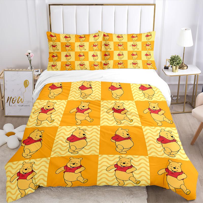 Poisson Winnie Pooh Print 3Pcs Bedding Setduvet Cover With 2 Bedropillowcase Home Birthday Gift