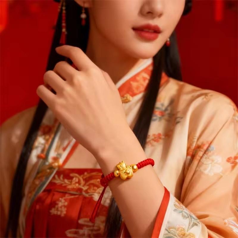 1pcs 2026 Horse Year Red Lucky Braided Rope Bracelet For Chinese Style Horse Beaded Bracelets New Year Blessing Jewelry Gifts