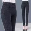 High-Waisted Elastic Plus-Size Pencil Pants for Middle-Aged Women – Spring/Autumn Imitation Denim Leggings