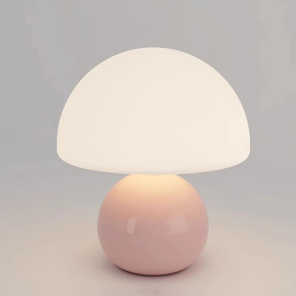Mushroom small table lamp cream roller molded ceramic atmosphere lamp eye protection LED lamp bedroom headboard decoration light