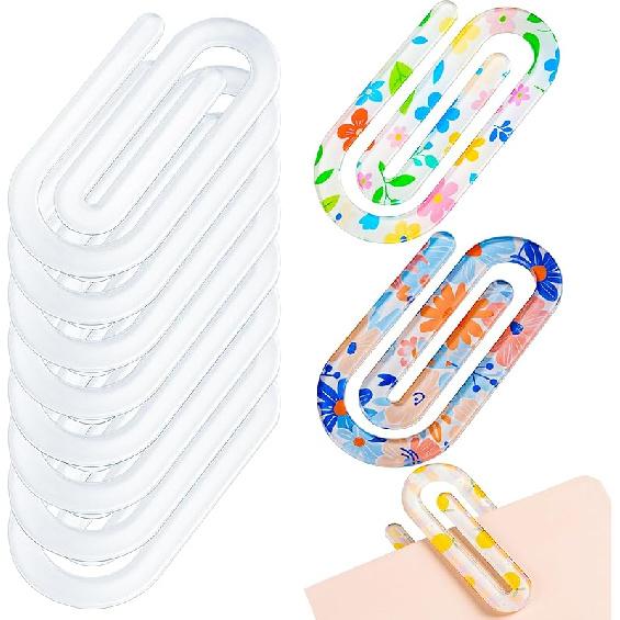 12 Pcs Sublimation Paper Clips Blanks Jumbo, 4x2 Inch Jumbo Paper Clips Clear for Heat Transfer DIY Design, Acrylic Sublimation Blanks for Crafts,
