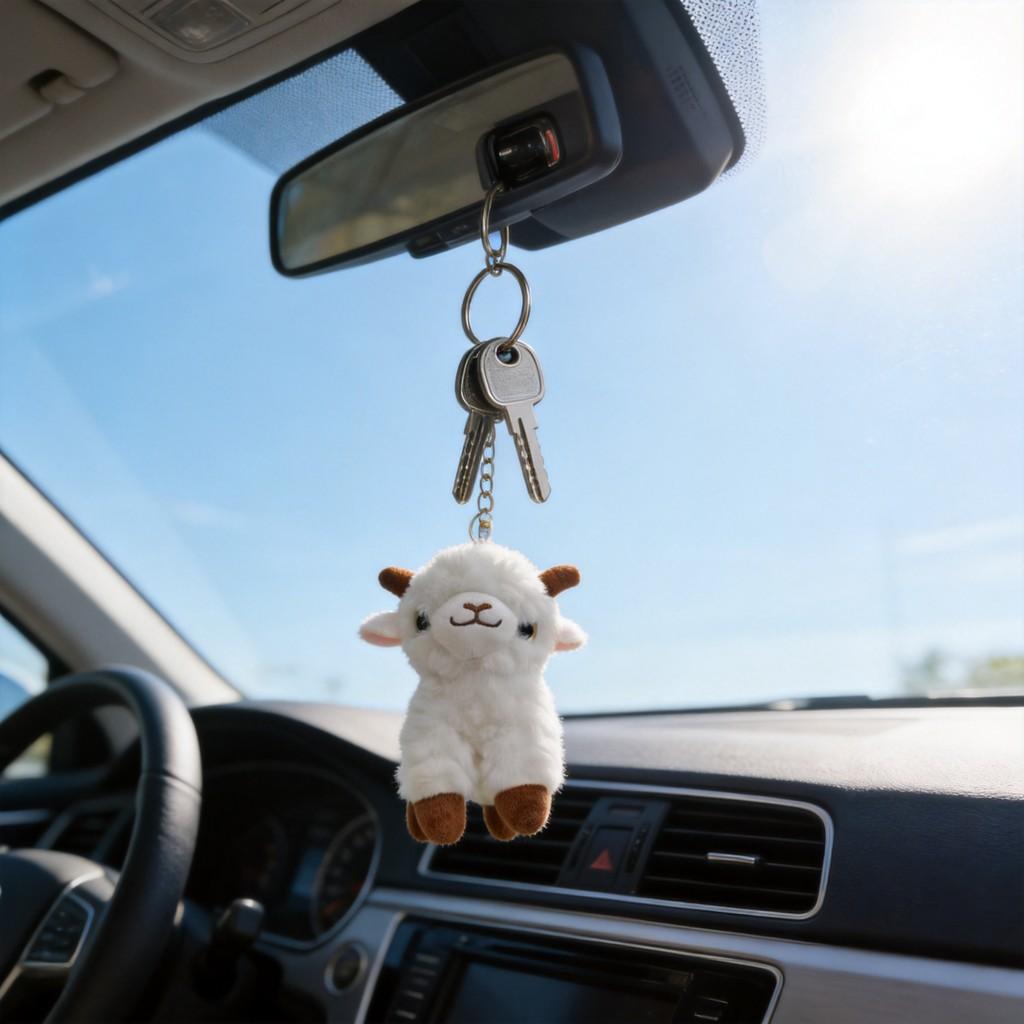 Plush Sheep Keychain Soft Crystal Plush Keyring For Kids And Teens