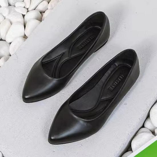 

Женские черные кожаные туфли на шпильках — профессиональные и удобные для работы flat bottom, 38 чёрный