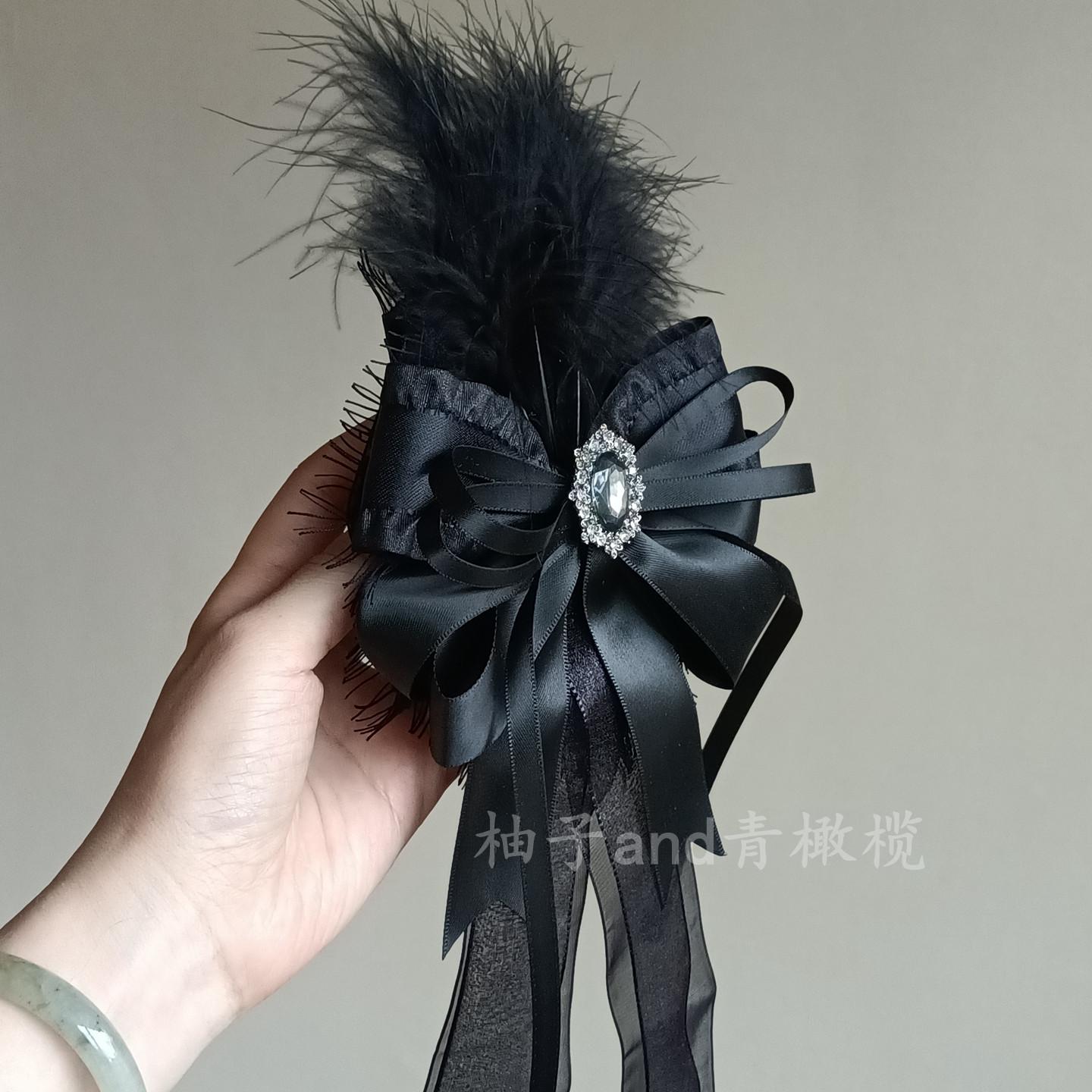 

Black Feather Flower Pill Lolita Hair Accessories Witch Dark Goth Lolita Sparrow Feather Hair Clips for Girls чёрный