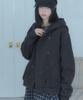 SOME PLACE Double Button Round Pocket Detail Semi-Overfit Soft Hooded Long Sleeve Coat [Charcoal]