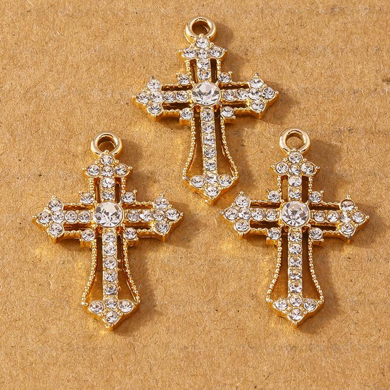 10pcs 24*11mm Crystal Rhinestone Cross Charms Pendants for Necklace Earrings DIY Handmade Jewelry Making Accessories