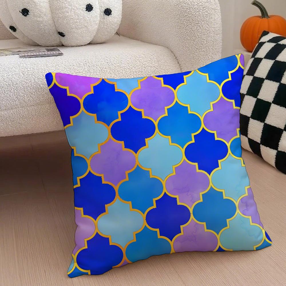 

Exotic Moroccan Pattern Ethnic Cushion Cover Throw Pillow Cover Hidden Button Durable Polyester Chair Cushion 40x40cm 16x16in
