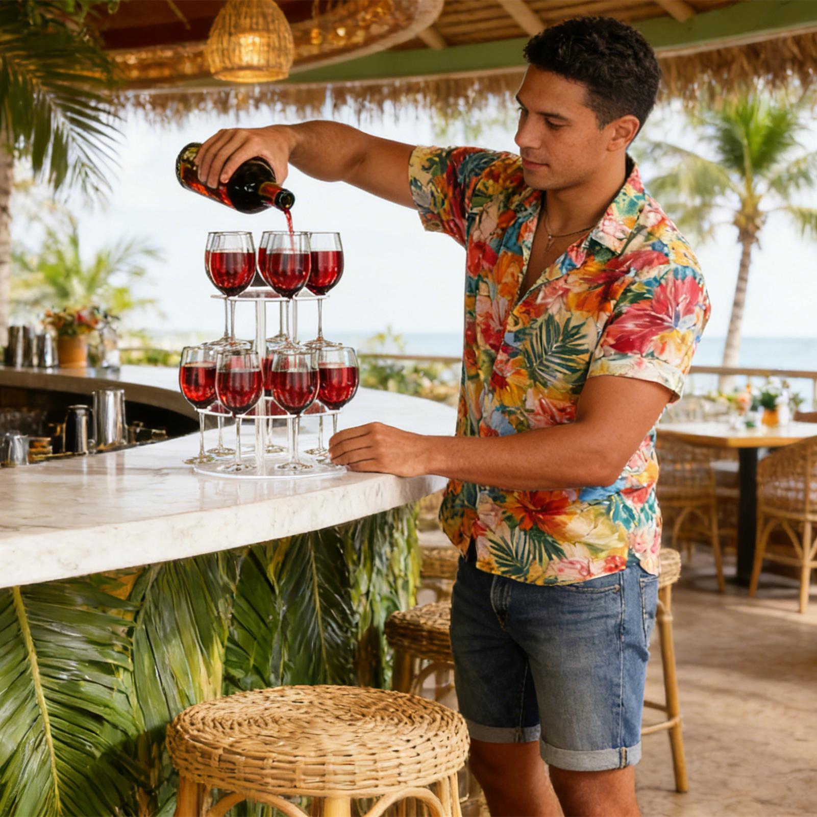 Cocktail Tower 2-Tier Floating Glasses Display With 12 Slots Round Acrylic Floating Champagne Glass Tower For Party Wedding China Mainland