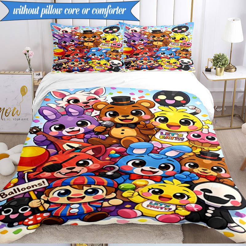 Set Biancheria da Letto Festa Five Nights 3 Pezzi, Include 1 Copripiumino e 2 Federe Perfetto per Camera da Letto, Dormitorio, Regalo di Natale per Fan