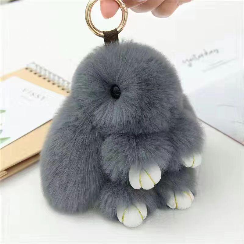 Mengmengtu Plush Rabbit Charm - Cute Faux Fur Keychain Pendant