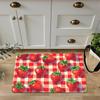 1pc Strawberry & Checkered Design 8mm Thick Polyester Floor Mat - Machine Washable, Rectangular Mat for Kitchen, Bathroom, Livin