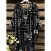 Tessuto Estivo Imitazione Denim Stampa Tie-Dye Orlo Irregolare Girocollo Manica Corta da Donna Abbigliamento Casual da Esterno da Donna