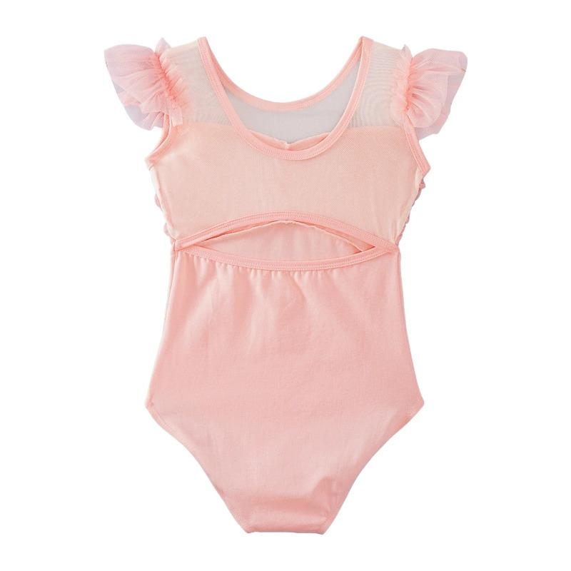 Ruffle Sleeve Ballet Leotard Girls Kids Gymnastics Bodysuit Ballerina Fairy Party Dancing Training Performance Dancewear