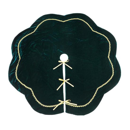 Sukně pod vánoční stromek Sametová chlupatá mušlová sukně pod stromek se zlatou krajkovou lemovkou pro rustikální vánoční svátky Domácí vnitřní party dekorace