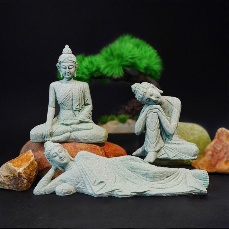 Peaceful Buddhist Stone Carving Sculpture Decorative Buddhism Statue For Office Desk Garden Arrangement